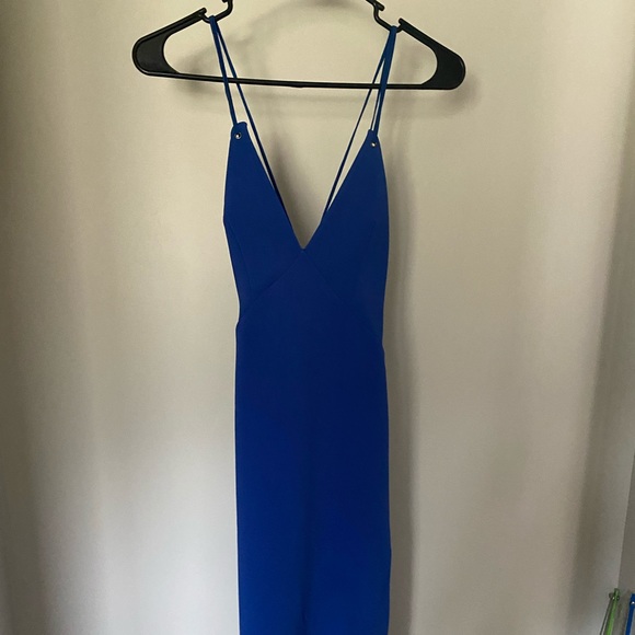 Topshop Blue Midi Dress with Slit - Picture 1 of 4